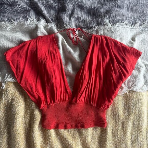 NWOT Free People Plunging Neckline Top - Picture 2 of 7